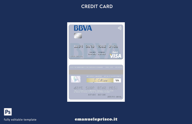 modello di carta di debito visto Paraguay Banco BBVA Bank in stile verificato